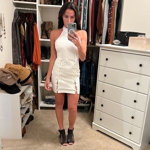 White halter top dress